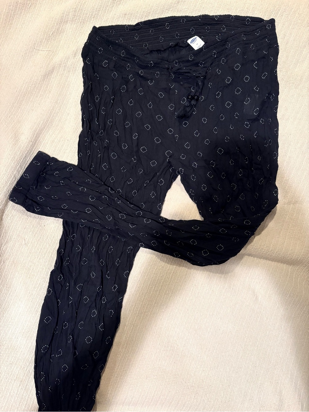 Old Navy Blue Drawstring cover up pants with Subtle Dot Pattern